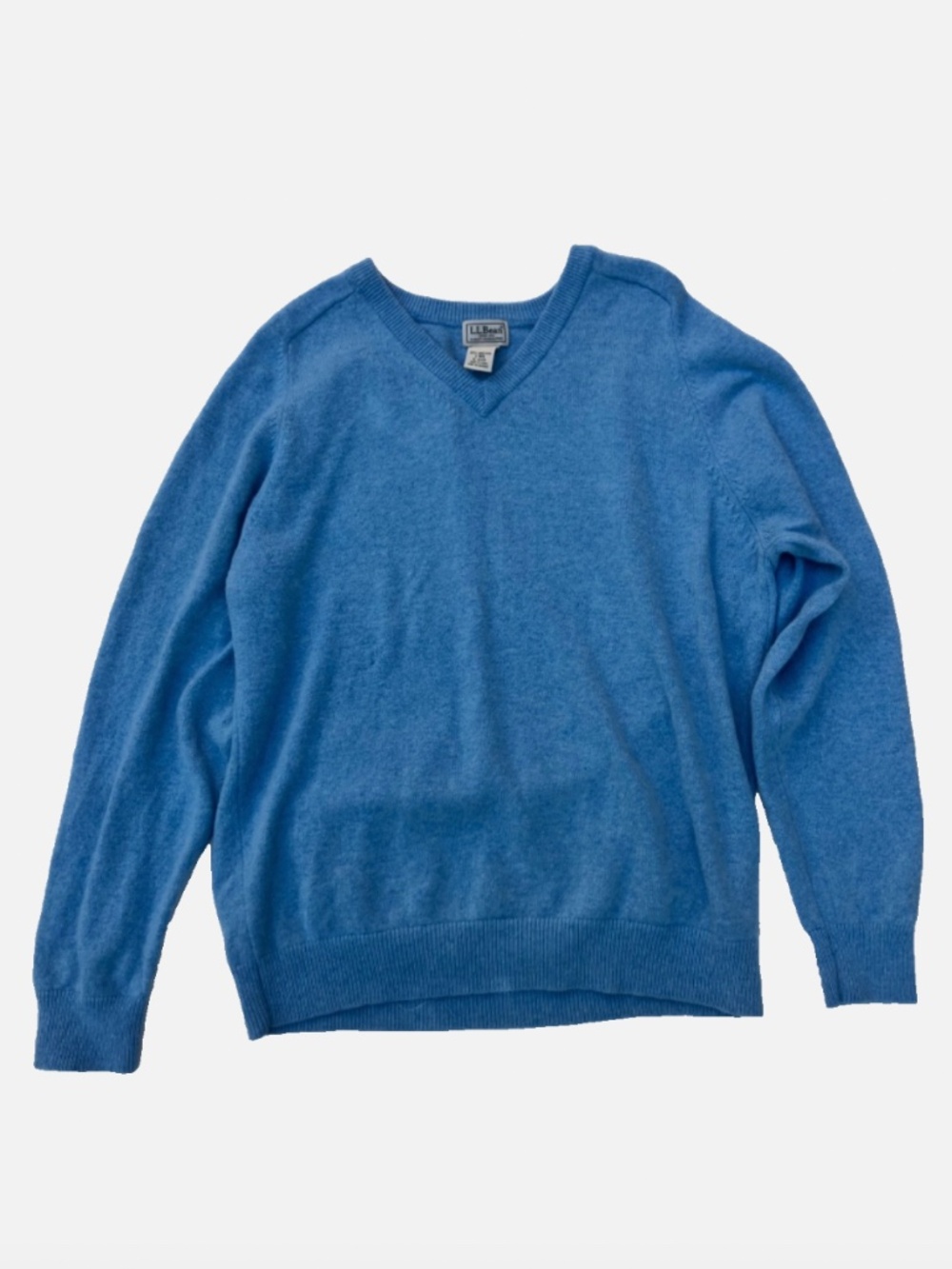 L.L.Bean Men’s L Lambswool Sweater Blue V-Neck Pullover Long Sleeve Knit